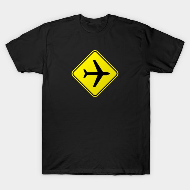 Yellow Airplane Sign T-Shirt by Jetmike